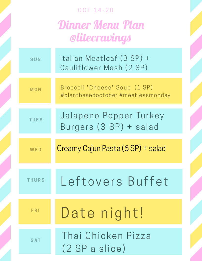 Menu Plan: Oct 14-20 - Lite Cravings