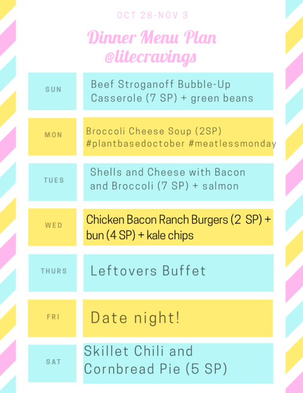 Menu Plan: Oct 28-Nov 3 - Lite Cravings