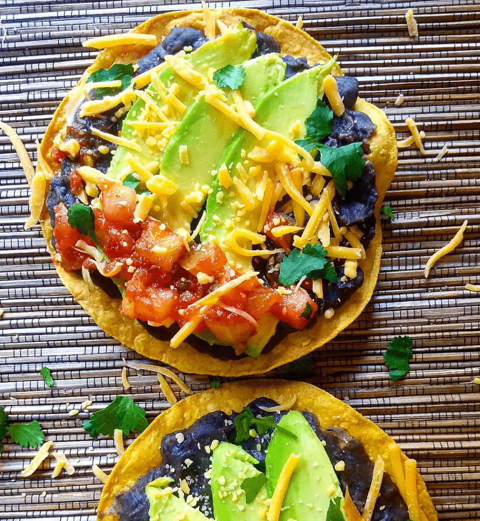 Bean Tostadas with Avocado, Salsa, Queso Fresco