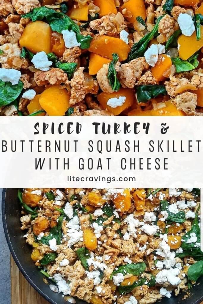Spiced Turkey and Butternut Squash Skillet with Goat Cheese | Lite Cravings
