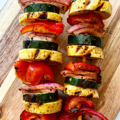Grilled Veggie Skewers with Balsamic Glaze